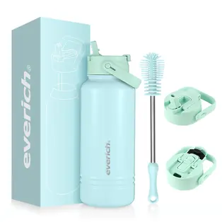 Botella de agua con tapa abatible y tapa de paja 01611C