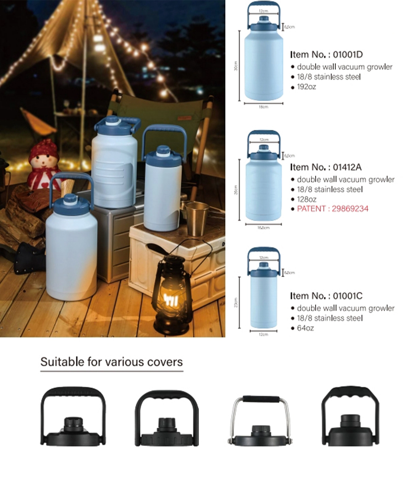 Tapas de jarra de agua