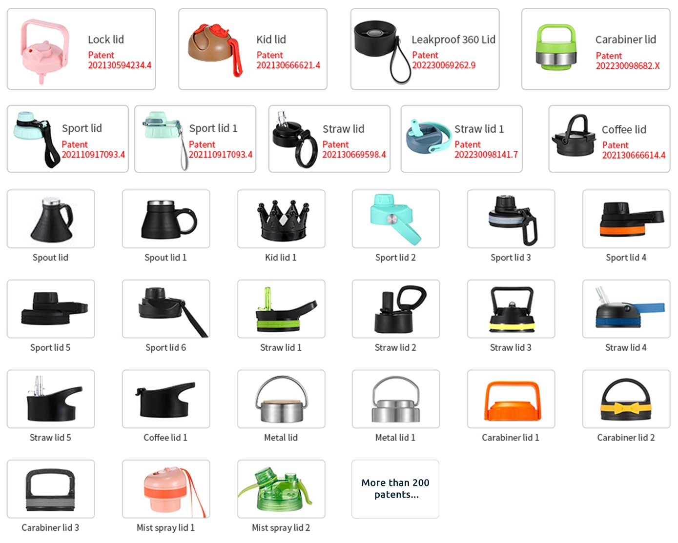 Tapas de botella de boca ancha