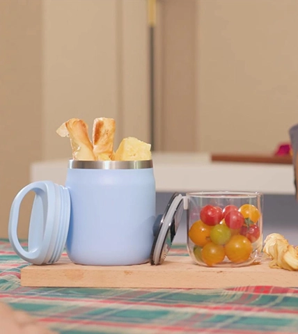 Termo de comida al vacío de 600 ml con Tritan/recipiente de vidrio